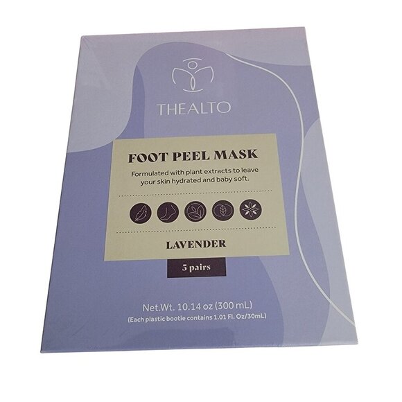 Thealto Lavender Foot Peel Mask 5 Pair New in Box Giftable - Picture 1 of 9